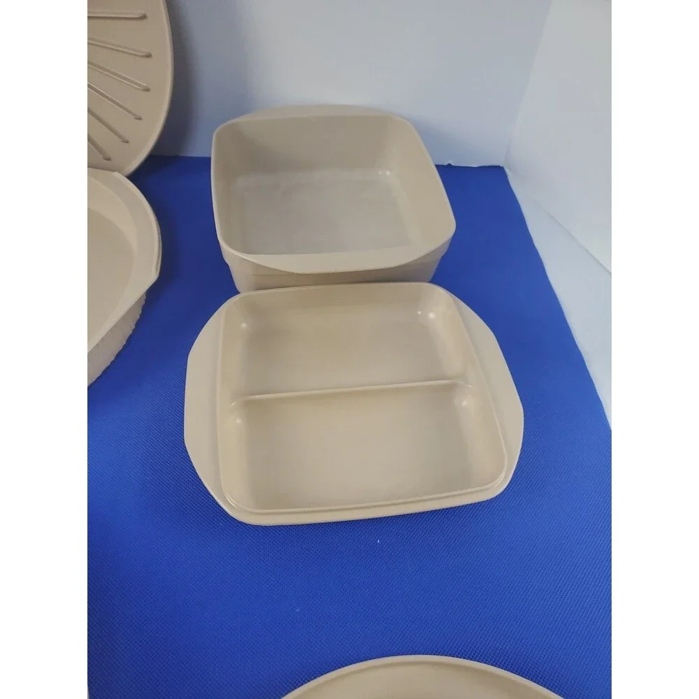 Vtg Micro Ware Microwave 6 Piece Lot Anchor Hocking Meat Bacon Muffin